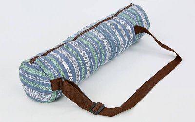 Сумка для йога коврика Yoga bag KINDFOLK хлопок серый-синий