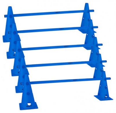 Набор барьеров для тренировки Seco Jump ( 10 конусов + 5 гимнастических палок) синий