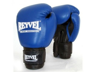 Боксерские перчатки Reyvel (кожа) синие