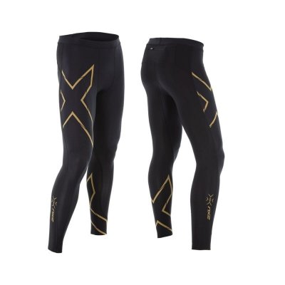 Компрессионные штаны мужские 2XU Elite MCS Run MA4411b черные с золотым логотипом
