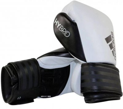 Боксерские перчатки Adidas Hybrid 200 (черно-белые)