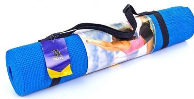 Коврик для фитнеса и йоги Yoga Mat PVC 6 мм. с резинкой