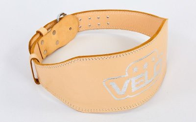 Пояс атлетический кожаный VELO VL-6624  длина 110-125см бежевый