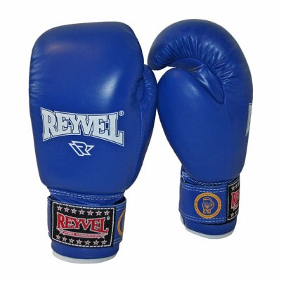 Боксерские перчатки Reyvel Pro Leather синие 