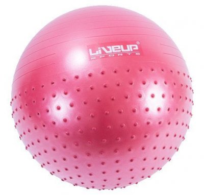 Фитбол массажный с насосом LiveUp  HALF MASSAGE BALL красный