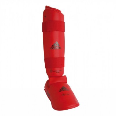 Защита голени и стопы для каратэ Adidas WKF красная