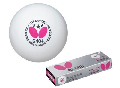Мяч Butterfly "3-звезды" G40+ Plastic (12 шт, белый)