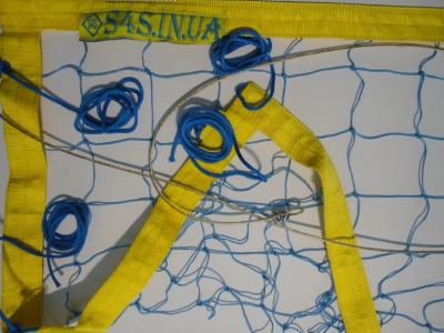 Сетка для пляжного волейбола Time Транзит с тросом сине-желтая