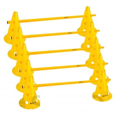 Набор барьеров для тренировки Seco Match ( 10 фишек + 5 гимнастических палок) желтый