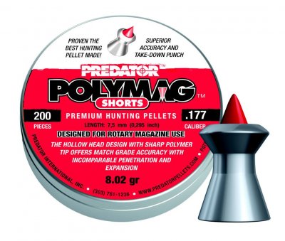Пули пневматические JSB Polymag Shorts, 4,5 мм , 0,52 г (200 шт.)
